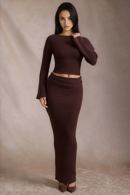 ANISE RIBBED MAXI SKIRT SET