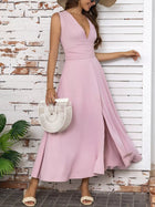 Brie V-Neck Slit Dress