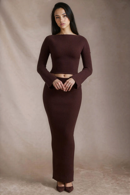 ANISE RIBBED MAXI SKIRT SET