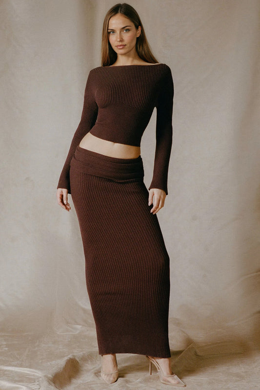 ANISE RIBBED MAXI SKIRT SET
