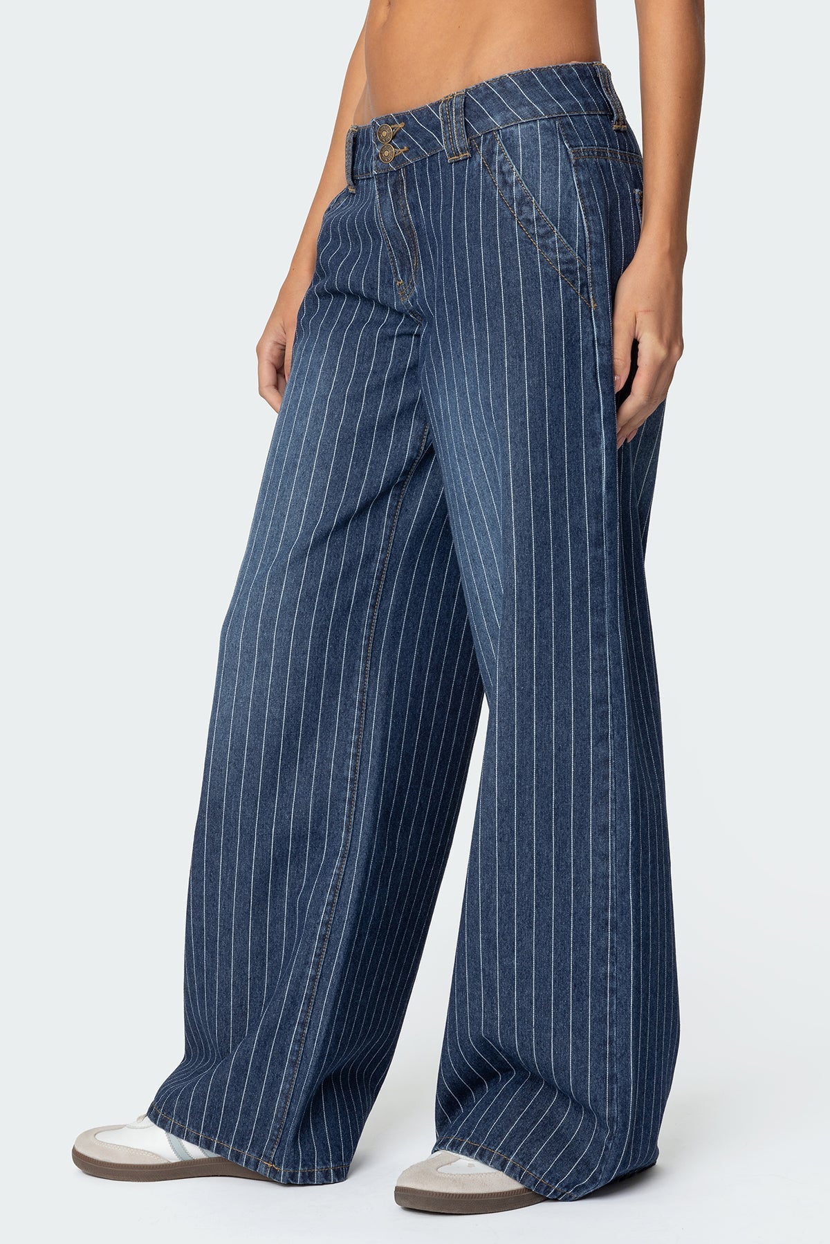ANGEL STRIPED LOW RISE JEANS