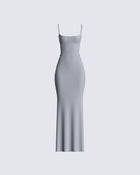 Vivienne Satin Maxi Dress in Grey