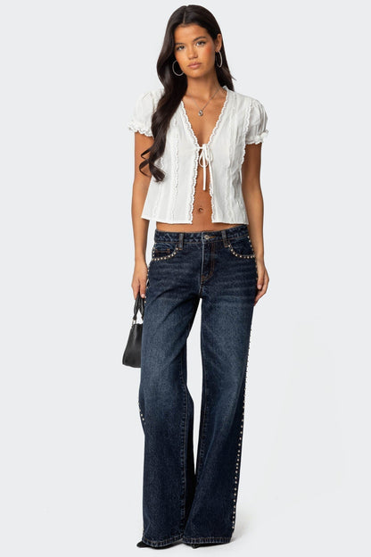 CLEMENTINE LACE TIE TOP