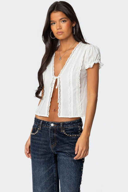 CLEMENTINE LACE TIE TOP