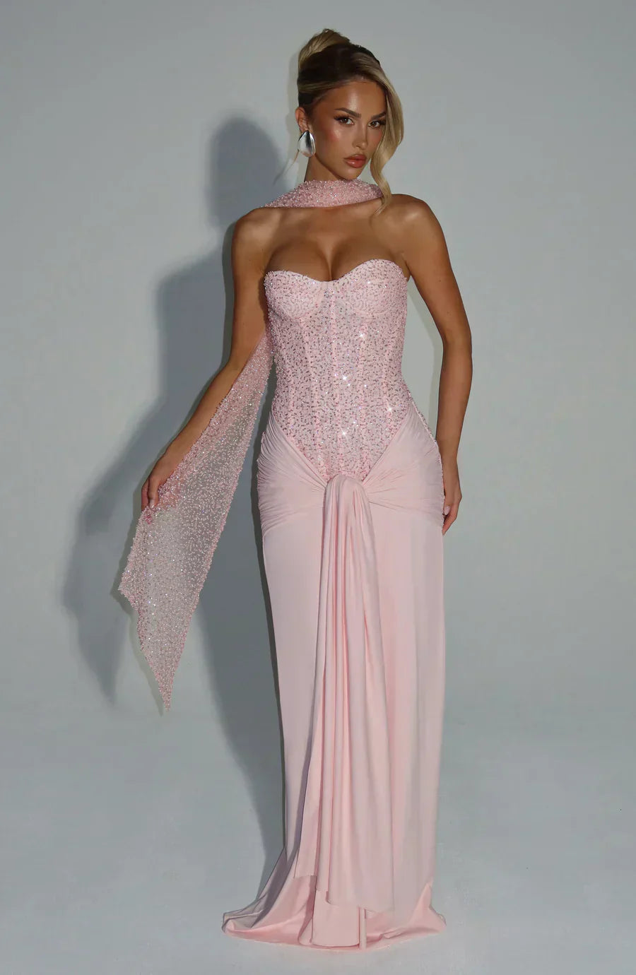 NATHALIE STRAPLESS EMBELLISHED GOWN