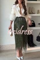 Ophelia Sequin Tassel Midi Skirt