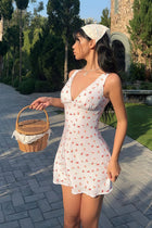 Violet V-Neck Floral Mini Dress