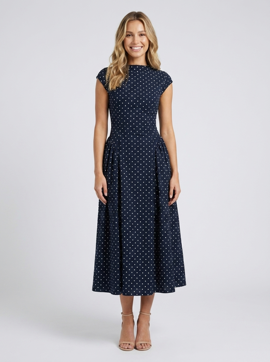 Navy Polka Dot