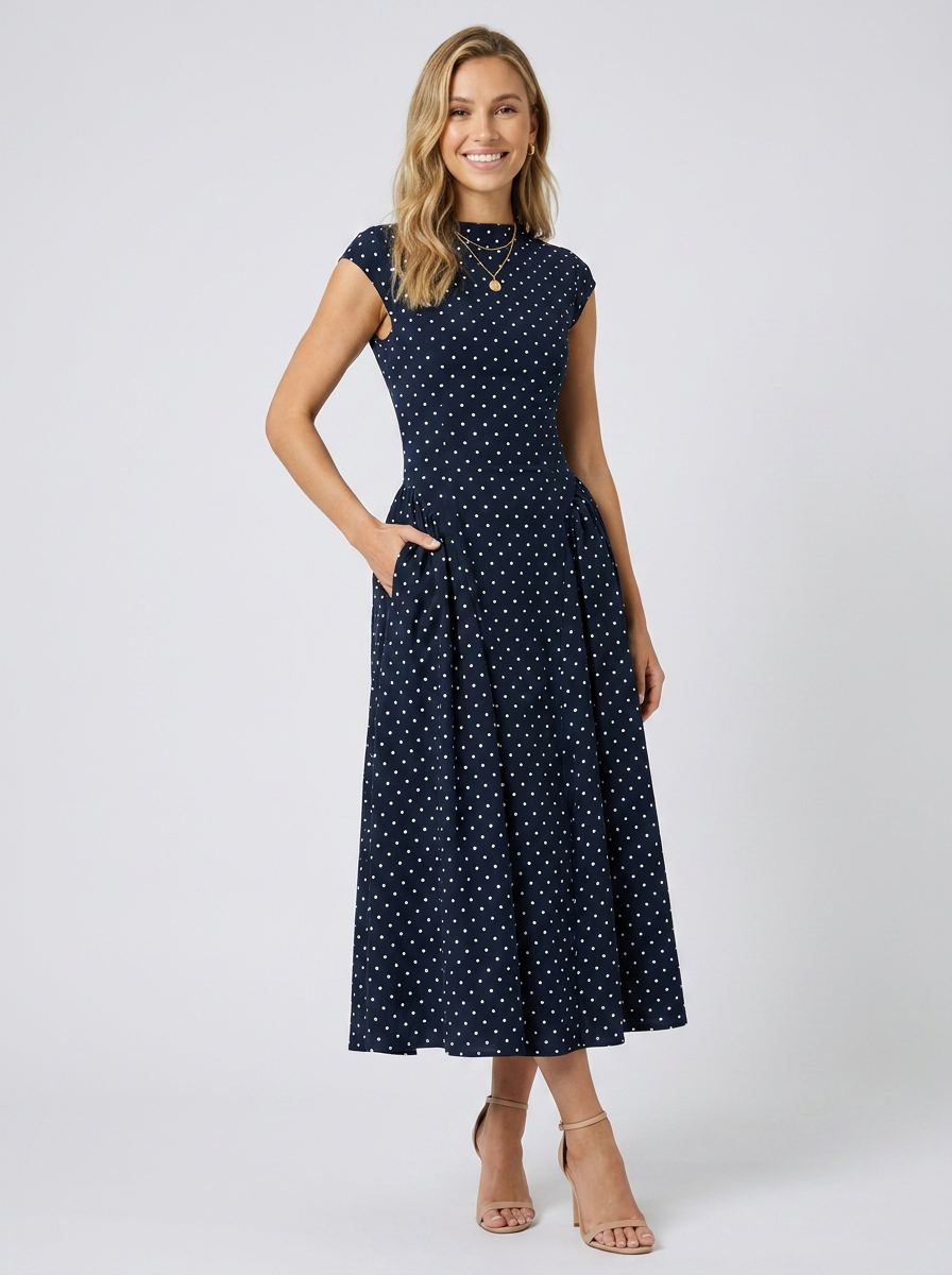 Navy Polka Dot