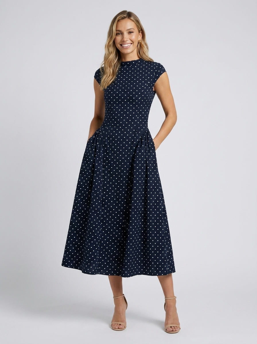 Navy Polka Dot