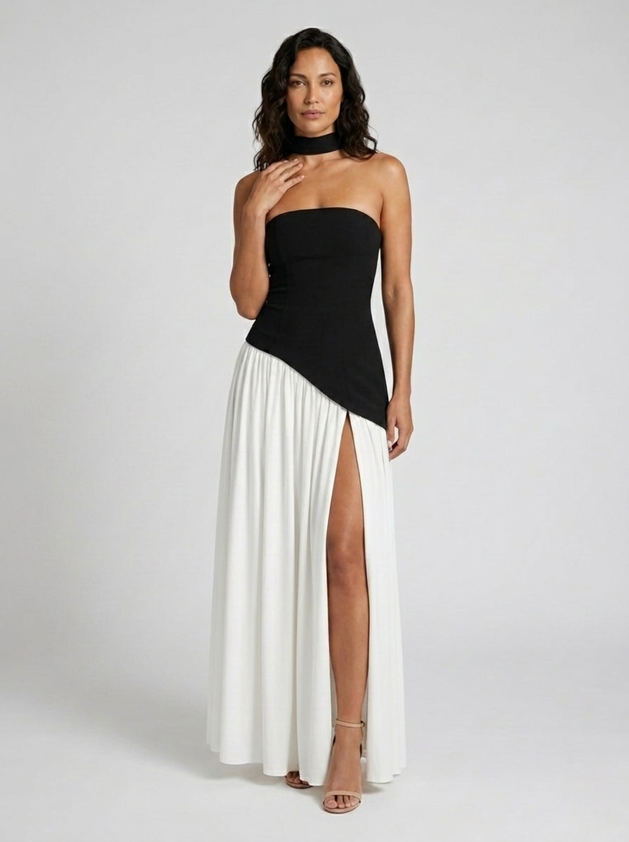VALENTINA MAXI DRESS Black/White front