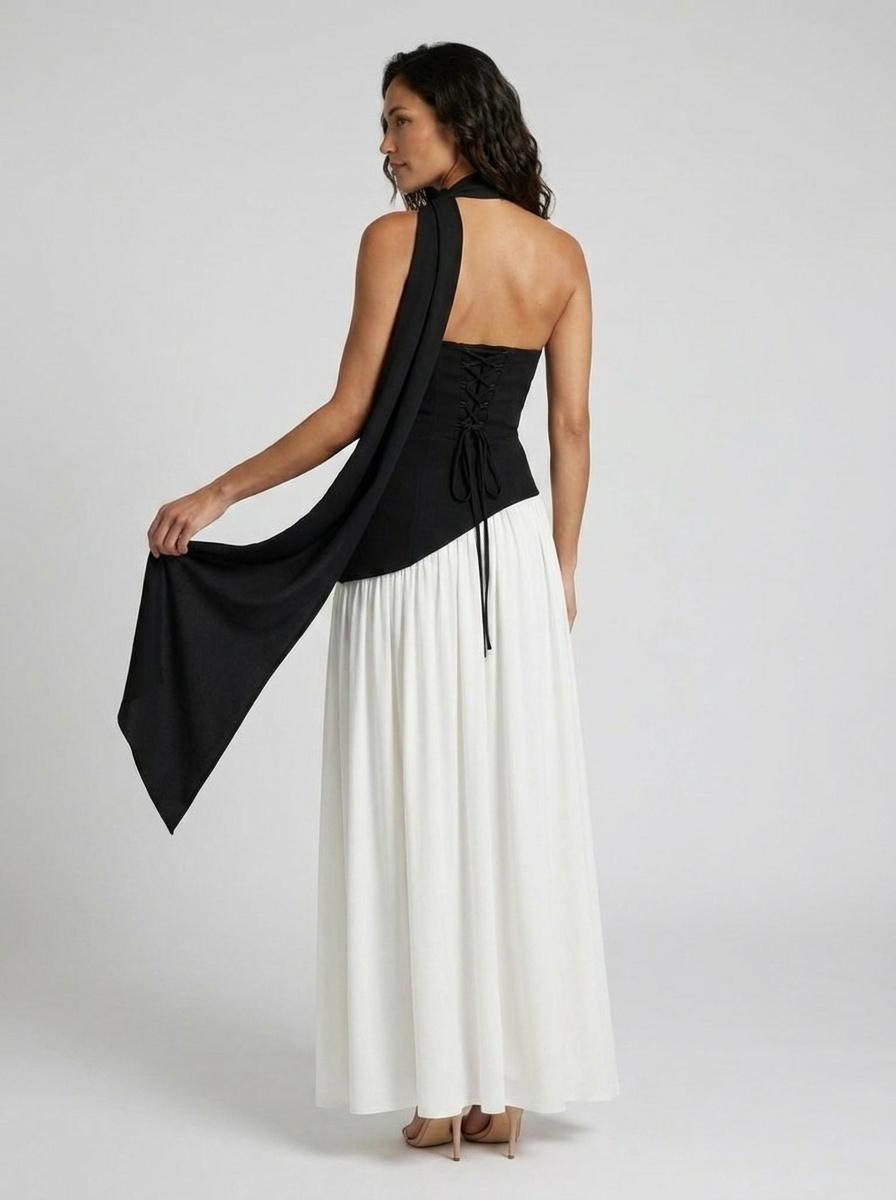 VALENTINA MAXI DRESS Black/White back