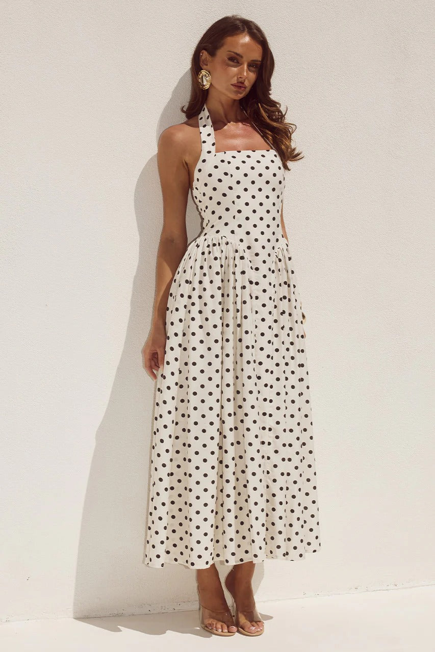 Cream/Black Polka
